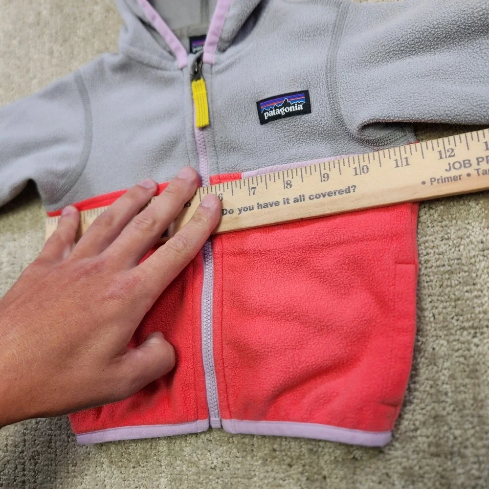 Patagonia Baby Micro D Snap-T Hooded Fleece Jacket Pink Gray 3-6M 60155